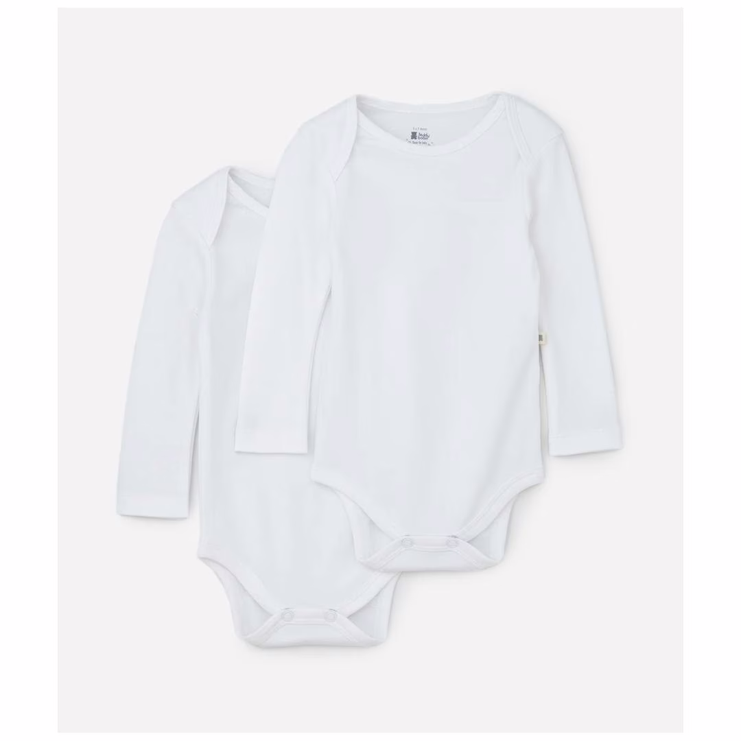 Kit 02 Bodies Infantis em Suedine com Manga Longa - Tam RN a 24 meses