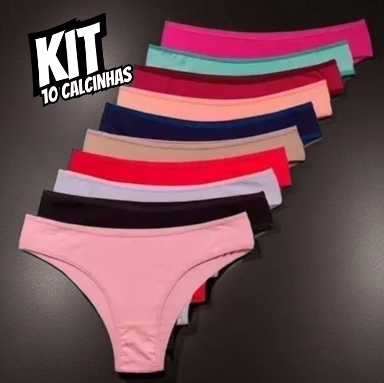 💎 Kit 10 Calcinha Microfibra Feminina Calcinhas Tanga Atacado