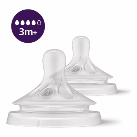 Kit 2 Bicos Philips Avent Mamadeira Pétala 3.0 N°4 Para Bebês De 3 Meses 3m+