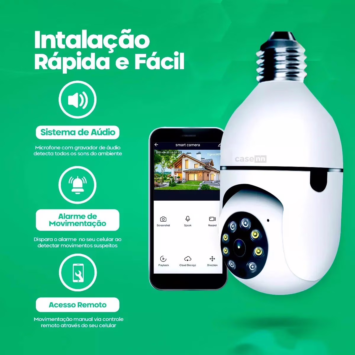 Kit 2 Câmeras Lampada De Segurança Ip Wifi Com Visão Noturna Interna Externa App Yoosee Espiã 360º Cor Branco Casenn