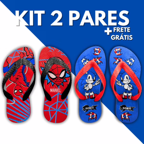 Kit 2 Pares Chinelo Infantil