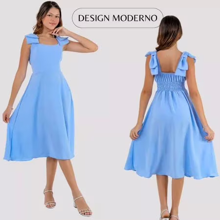 KIT 2 Vestido Infantil Juvenil Festa Moda Evangélica Midi-Tam: 10 a 16 anos