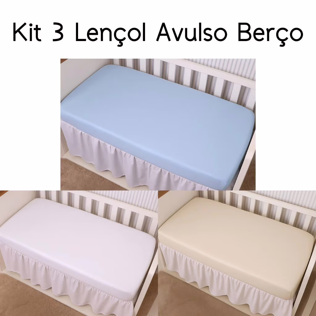 Kit 3 Lençol Berço Americano 400 Fios