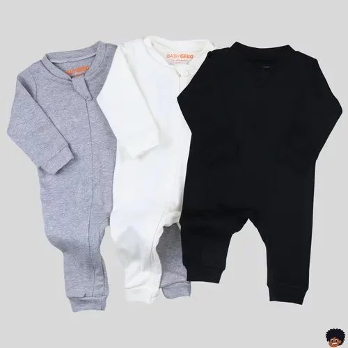 Kit 3 Macacão De Bebê Minimalista Com Ziper Baby Greg
