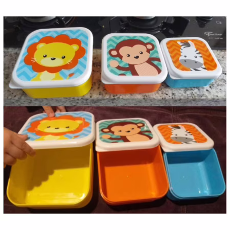 Kit 3 Potinhos Animais Multicor Buba