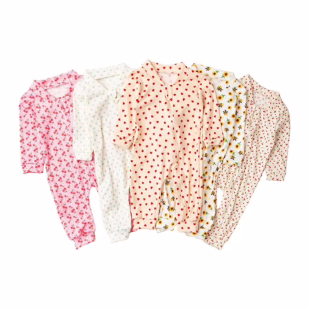 Kit 5 Macacão Canelado Estampado Bebê Zíper - Tam RN ao G