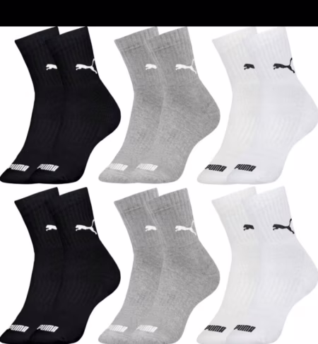 Kit 6 Pares De Meias Puma Cano Médio Sport Original
