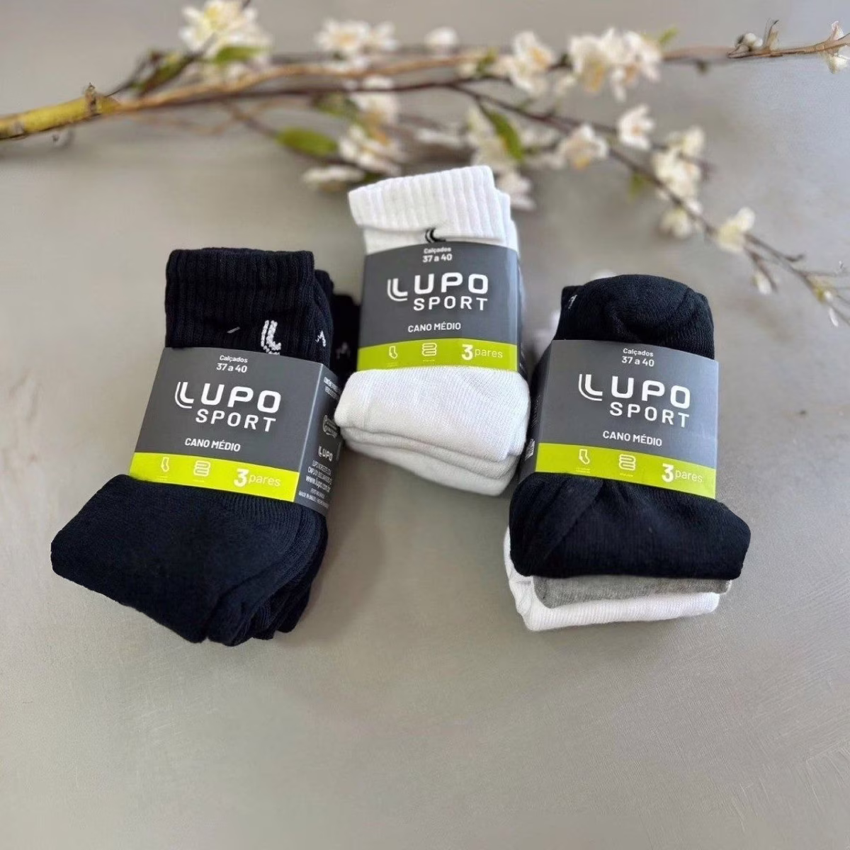 Kit 6 Pares Meias Lupo Cano Médio Alta Esportivas Academia