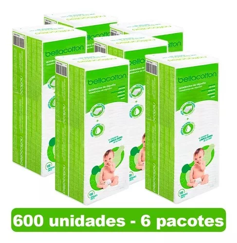 Kit Algodão Bellacotton Quadrado Para Bebê 6 Pacotes Kit Algodão Bellacotton Quadrado Para Bebê 6 Pacotes