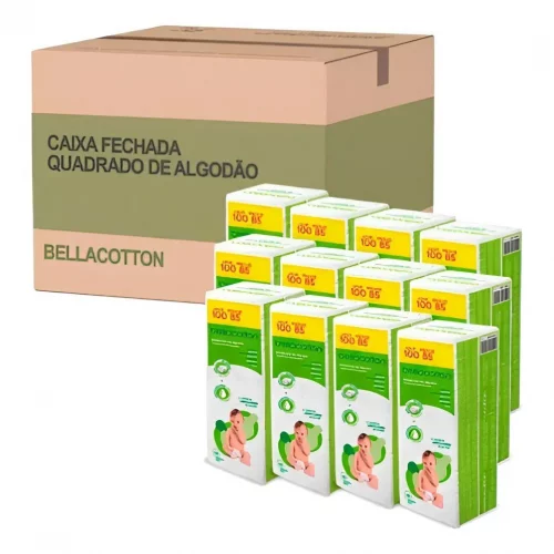 Kit Algodão Quadrado Baby Sem Fragrância 1200 Unidades Bellacotton