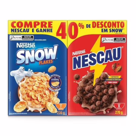Kit Cereal Matinal Chocolate Nescau 210g + Snow Flakes 230g Mais Economia