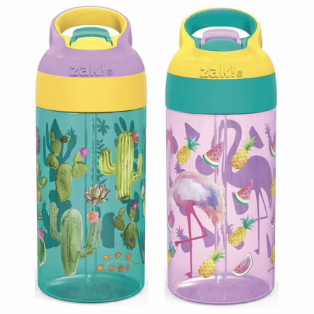 Kit com 2 garrafas infantil Zak Desert Life, com canudo, 473ml cada