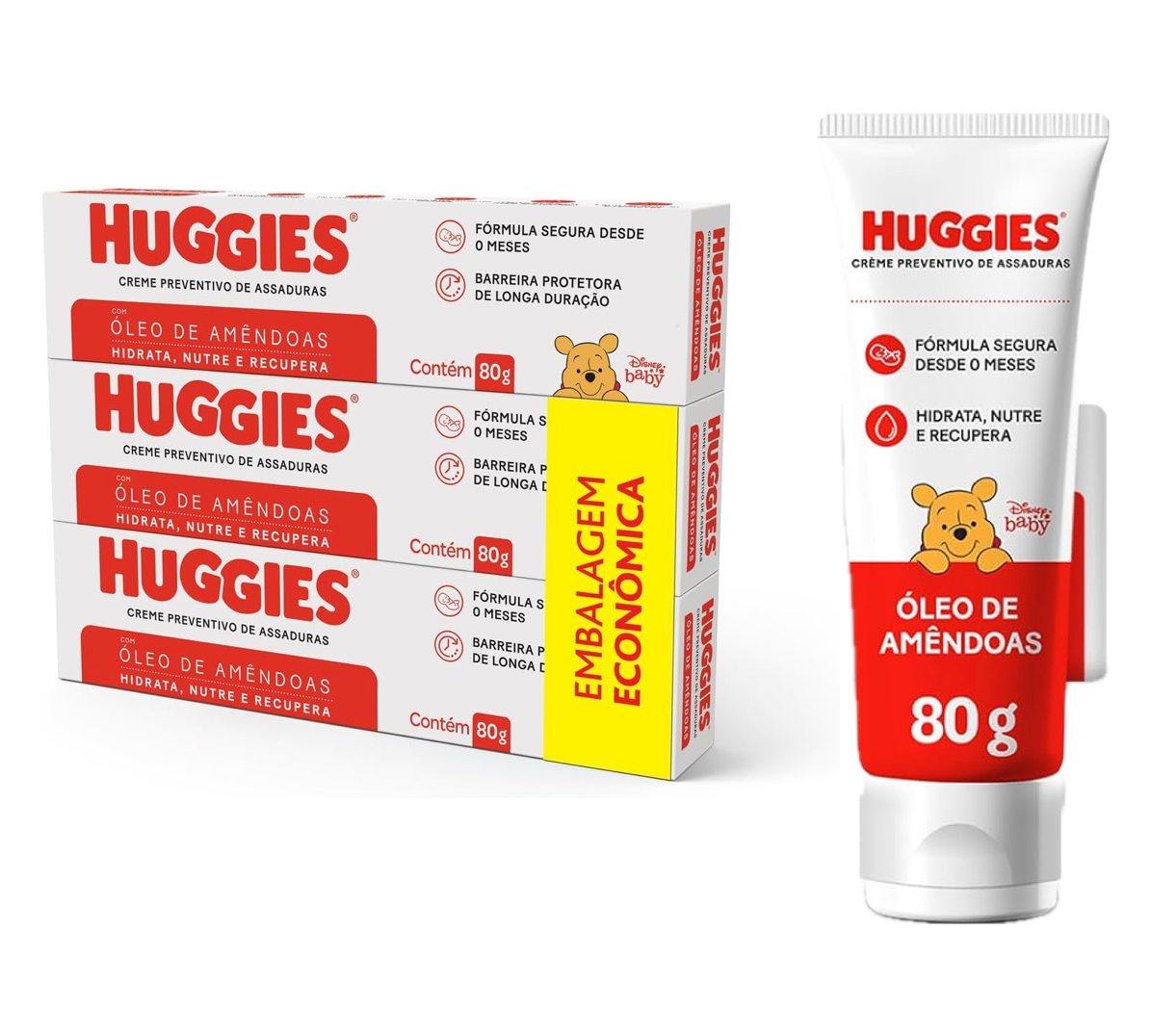 Kit Cremes de Assaduras Huggies Supreme Care com 3 unidades de 80g