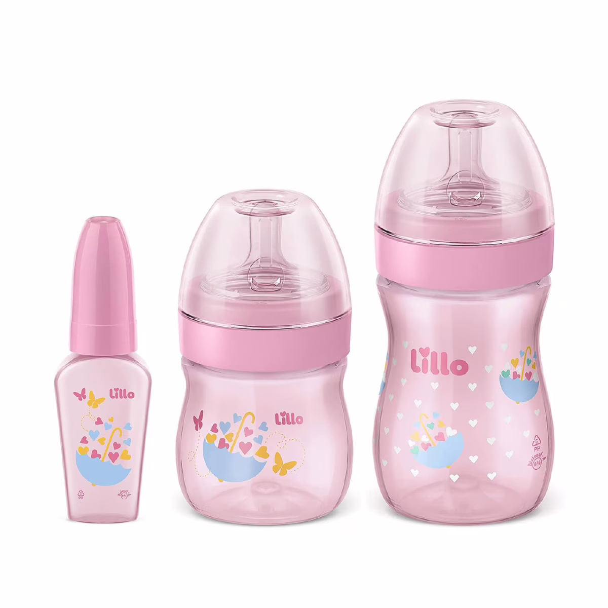 Kit de Mamadeira Primeiros Passos 50/150/240ml Rosa - Lillo