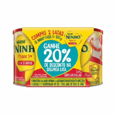Kit Fórmula Infantil Ninho Fases 1+ 800g com 2 Unidades