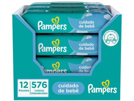 Kit Lenço Umedecido para Limpeza Pampers - Cuidado do Bebê - 12 Pacotes