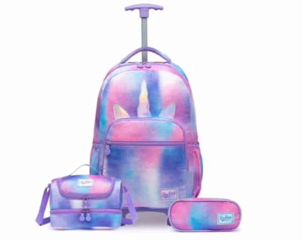 Kit Mochila De Rodinha Polo One Infantil Unicórnio Lancheira Estojo Escolar