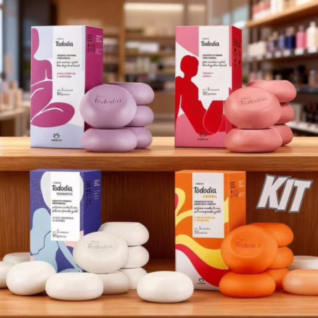🟣 Kit Sabonetes em Barra Puro Vegetal Tododia com 4 Caixas