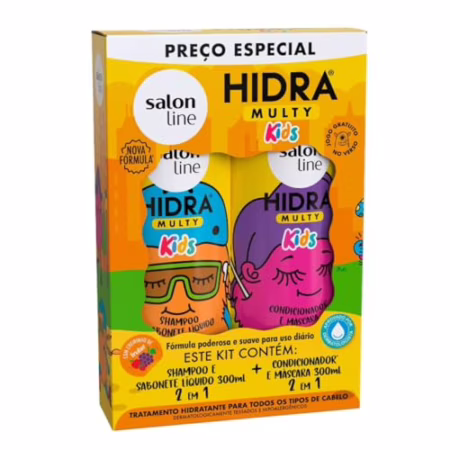 Kit Shampoo e Condicionador Infantil, Hidra Multy, Vegano - Todos os Tipos de Cabelos, 300 ml cada
