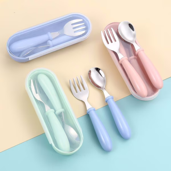 > 🛍️ Kit Talheres Infantil Garfo Colher Com Estojo Aço Inox 304