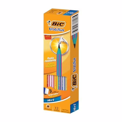 Lápis Plástico Nº 2HB Sextavado, BIC, Evolution Pijama, 891641, 12 Unidades