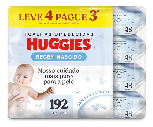 Lenços Umedecidos Huggies Recém Nascido Pack C/4 192 Un