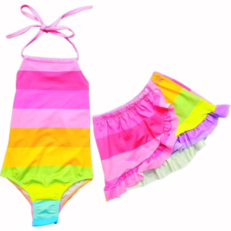 Maiô Infantil Body Saida Praia Saia Menina Natação Piscina Verão Biquini