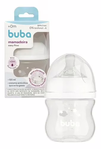 Mamadeira Anticólica Easy Flow Branca 120 Ml 17261 Buba Cor Nuvem Branca