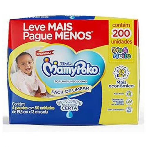 MamyPoko Lenços Umedecidos Dia&Noite 200 Unidades