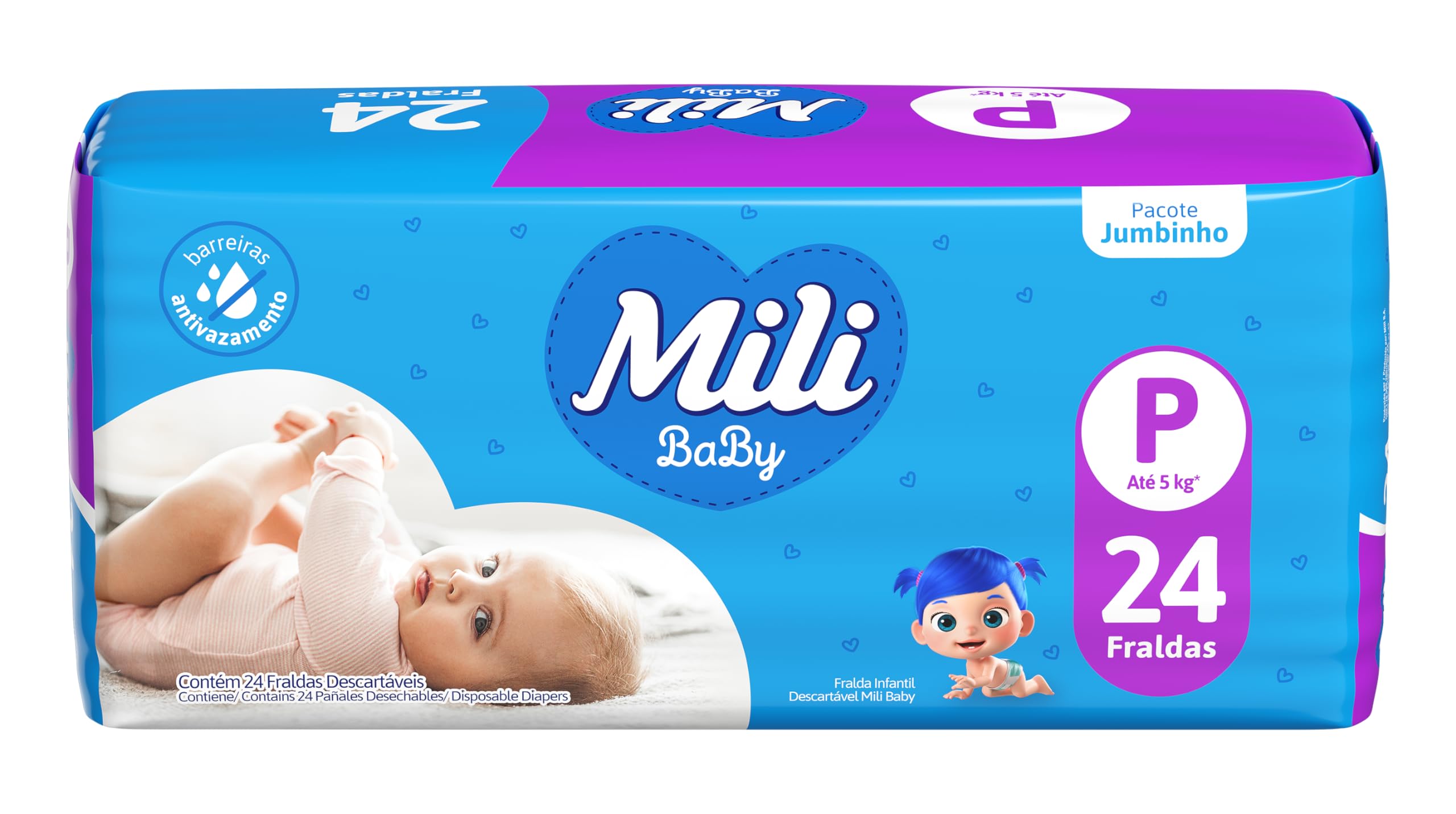 Mili Fralda Ultra Seca Jumbinho Tamanho P 1X24
