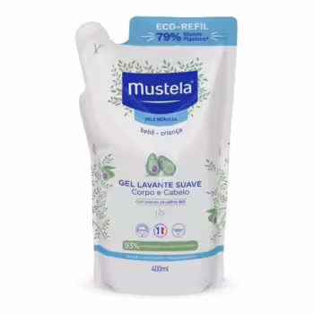 Mustela Refil Gel Lavante Suave 400ml - Sabonete Líquido Corpo e Cabelo Para Bebês e Crianças – Feito Com 93% de Ingredientes de Origem Natural - Mustela Bebê e Criança
