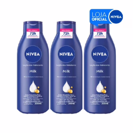 NIVEA Loção Hidratante Milk Pele Seca a Extrasseca 200ml -3 Unidades BBB 26