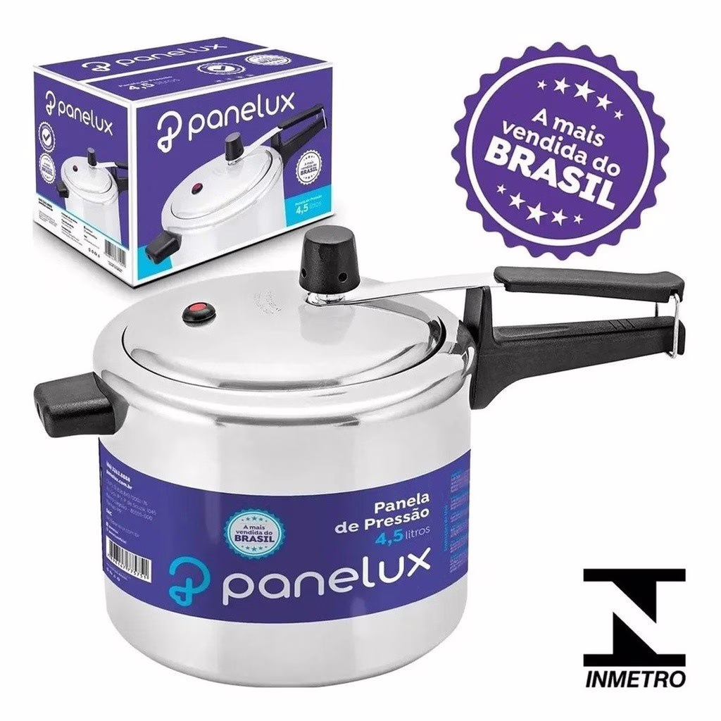 💎 Panela De Pressão 4,5litros Panelux Linha Classic Alto Brilho A Mais Vendida Do Brasil
