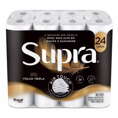Papel Higiênico Folha Tripla Bracell Supra com 24 Rolos, 20m
