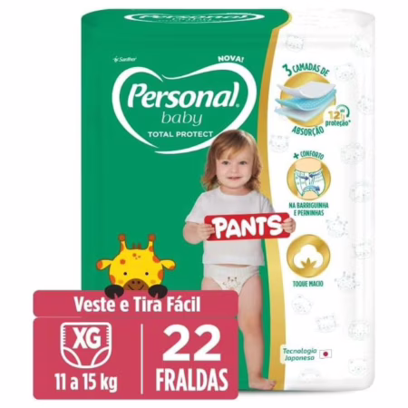 Personal Fralda Baby Total Protect Pants Extra G, 22 Unidades