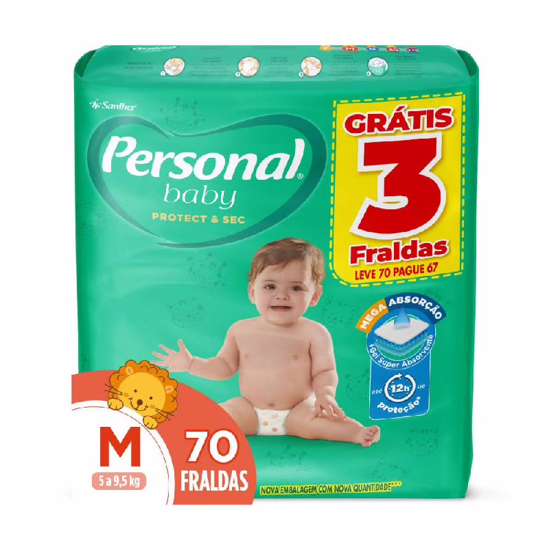 Personal Fralda Protect E Sec M Hiper, 70 Unidades