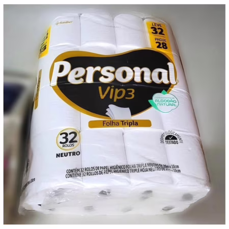 Personal Papel Higiênico Vip Folha Tripla, 32 Rolos De 20M