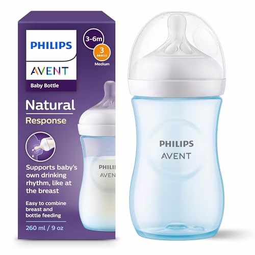 Philips Avent Mamadeira Pétala 3.0 9oz/260ml com bico de fluxo médio (Fluxo 3), Azul, SCY903/21