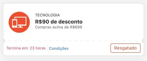 Regras: R$ 90 off acima de 699 na Shopee.