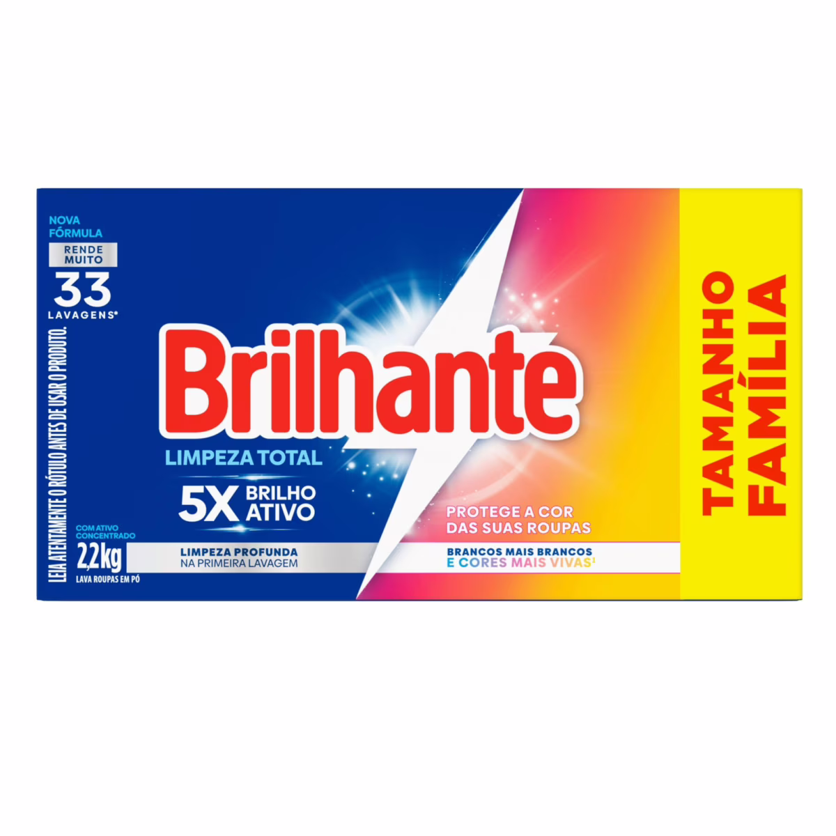 Sabão Em Pó Brilhante Limpeza Total 2,2Kg