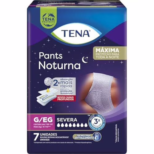 Tena Pants Noturna, Roupa Íntima para Incontinência Urinária, G/EG - 7 unidades