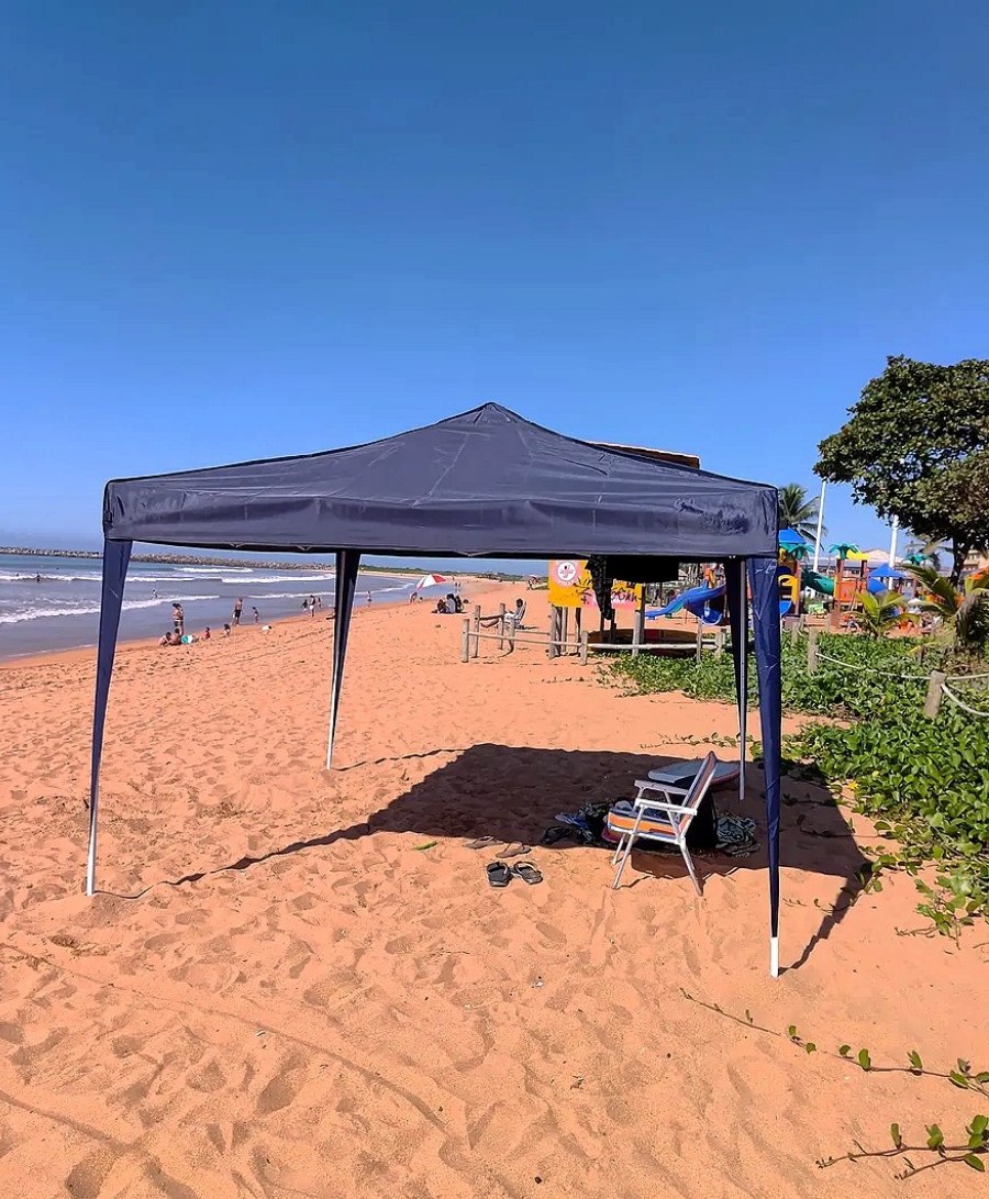 Tenda Gazebo 3x3 Estrutura em Aço Carbono Para Praia Feira Azul