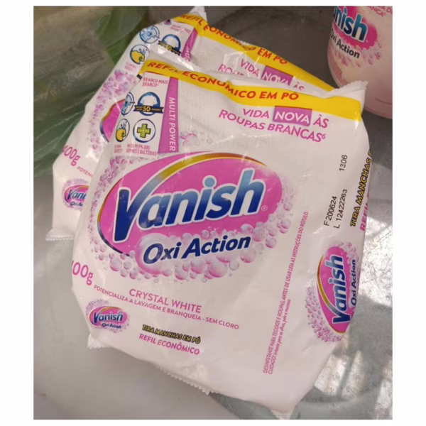 Tira Manchas em Pó Vanish Crystal White Oxi Action 400g para roupas brancas Refil Econômico
