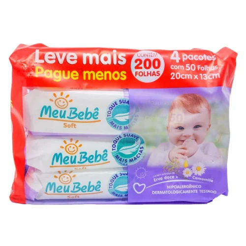 Toalha Umedecida Meu Bebe Soft 4x50 Unidades