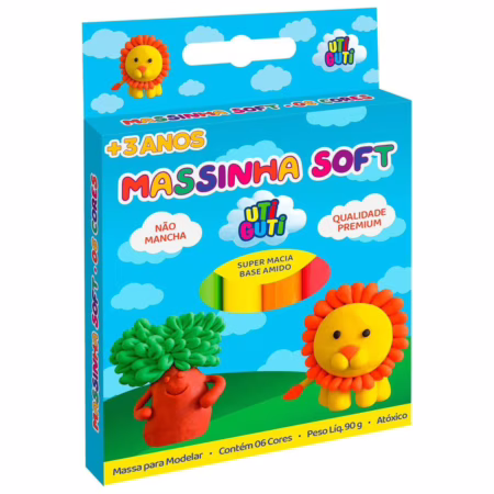 UTIGUTI Massinha Soft, Massa para Modelar Colorida em Estojo, Tradicional, 6 Cores