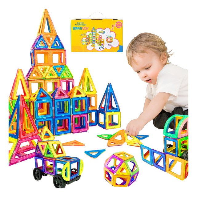 Vdq Blocos De Construção Magnéticos Brinquedos 120 Peças Amarelo