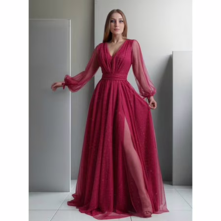 Vestido Feminino Longo De Festa Em Tule, Ox030