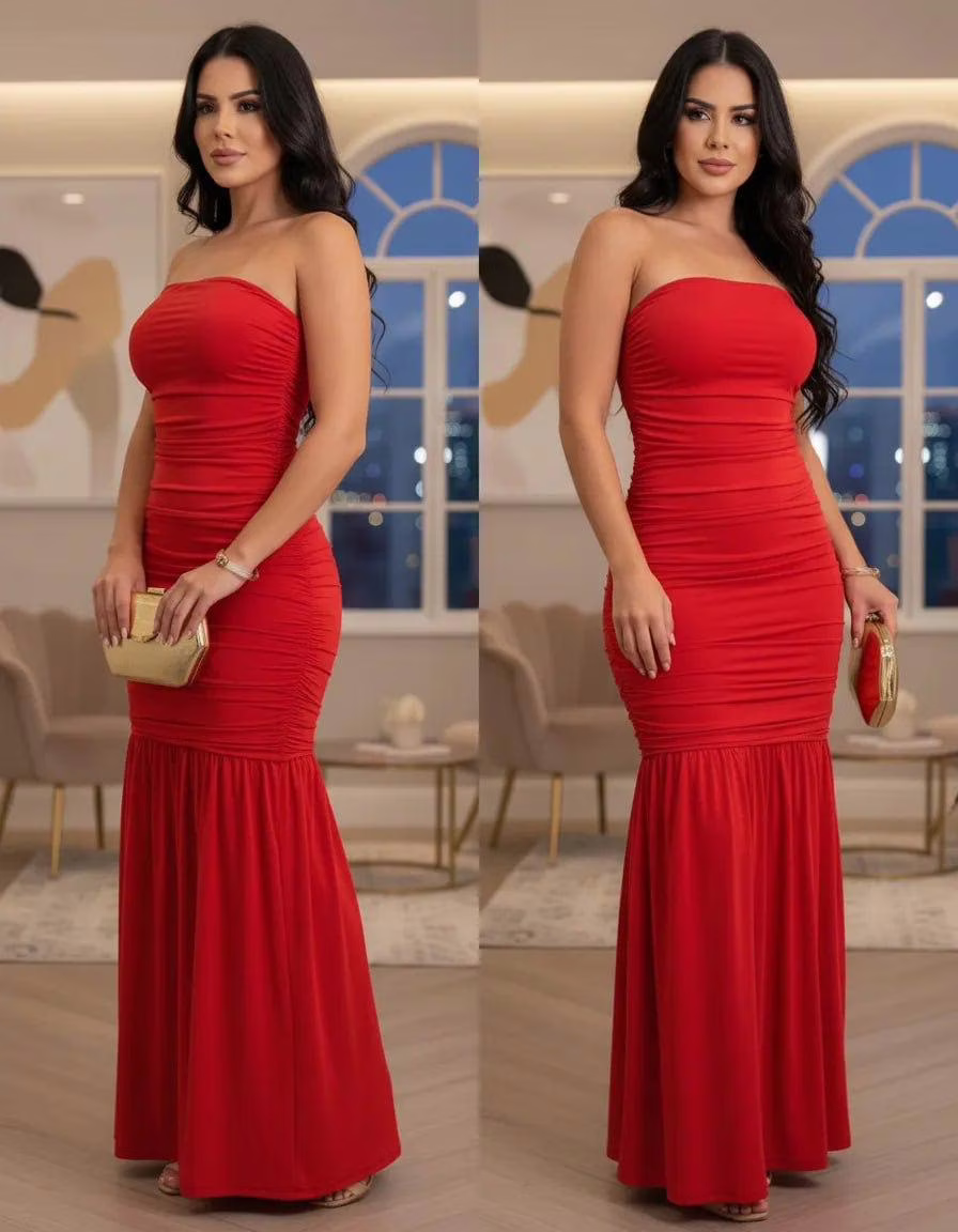 💎 Vestido Longo Fenda Justo Sereia Festa Balada Elengante Chic 💎 Vestido Longo Fenda Justo Sereia Festa Balada Elengante Chic