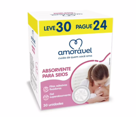 Absorvente Para Seios Amorável Leve 30 Pague 24 Unidades