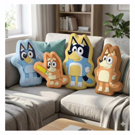 Almofada Bluey e Família - Bingo Bandit Chilli Grande 48x40cm Macia